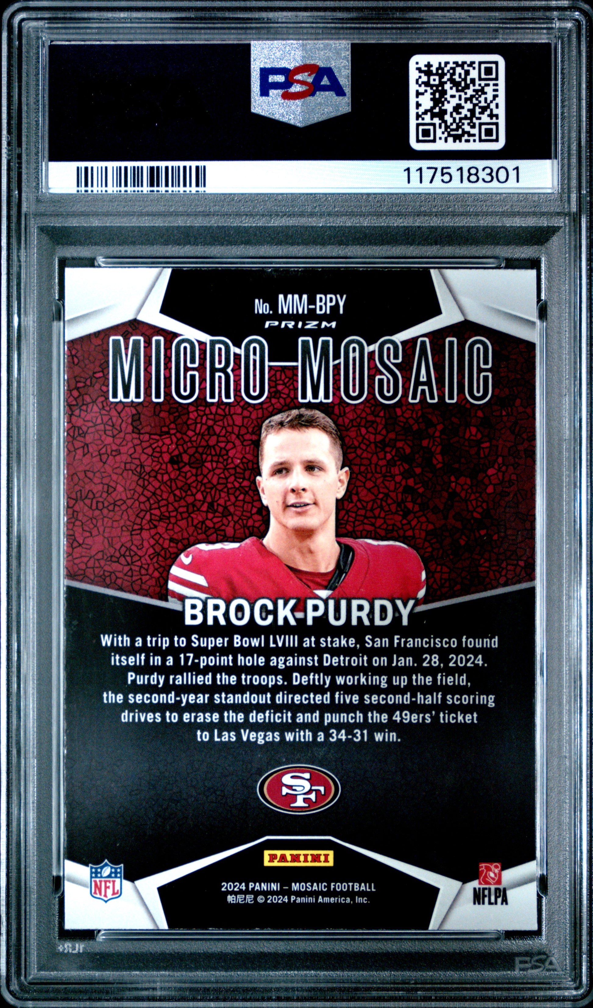 Brock Purdy 2024 Panini Mosaic Micro Mosaic PSA 10 Gem Mint