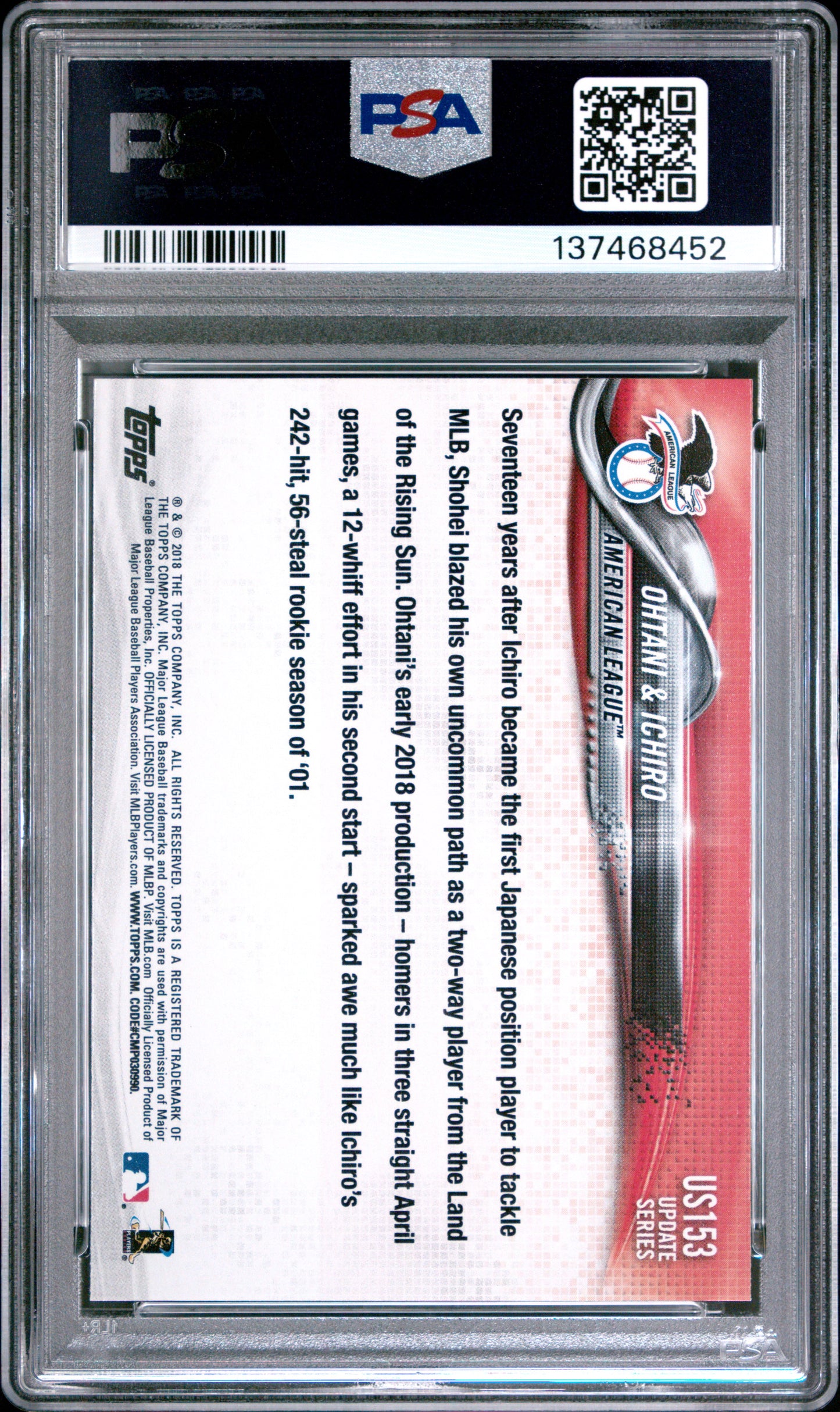 Shohei Ohtani + Ichiro 2018 Topps Update #US153 PSA 10 Gem Mint 8452