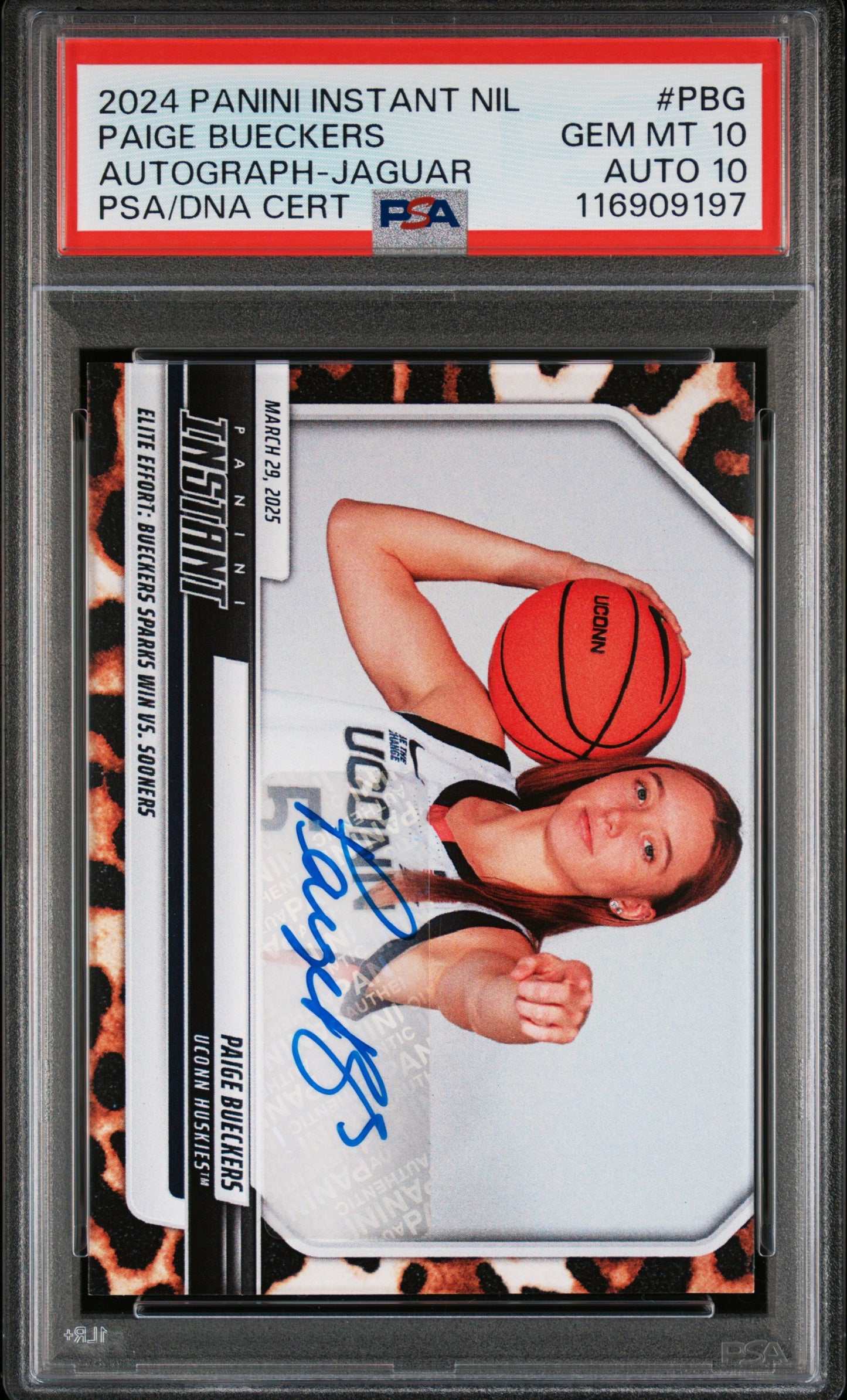 Paige Bueckers 2024 Panini Instant NIL National Champions Auto #9/10 PSA 10 Auto 10