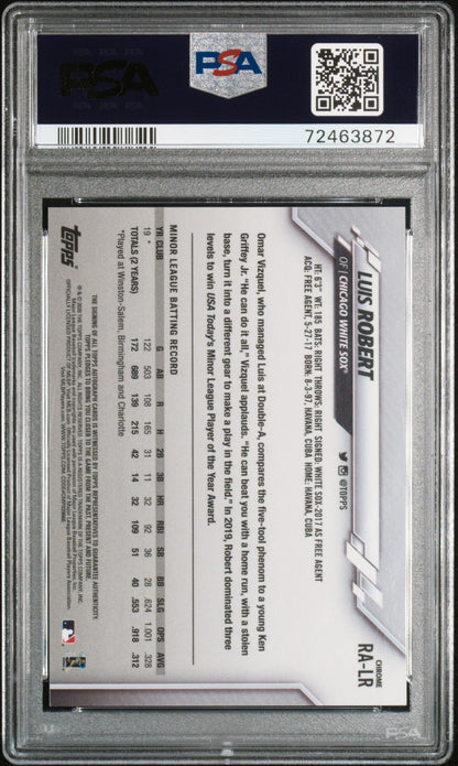 Luis Robert 2020 Topps Chrome Rookie Auto PSA 10 Gem Mint