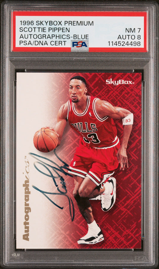 Scottie Pippen 1996 Skybox Premium Autographics PSA 7 Auto 8