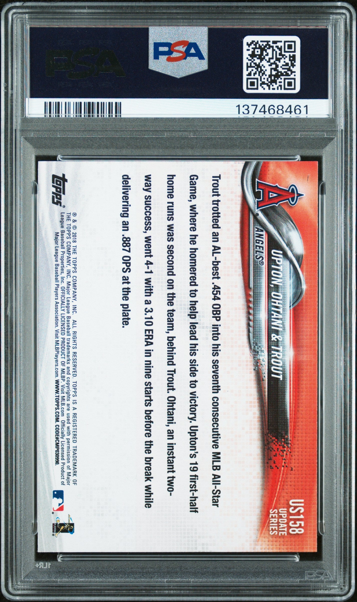 Shohei Ohtani + Mike Trout 2018 Topps Update #US158 PSA 10 Gem Mint 8461