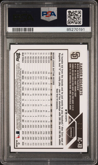 Xander Bogaerts 2023 Topps Chrome Update Red Auto #5/5 PSA 8 Auto 10