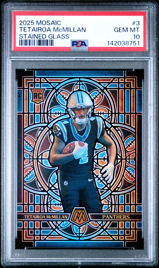 Tetairoa McMillian 2025 Mosaic Stained Glass Rookie PSA 10 Gem Mint