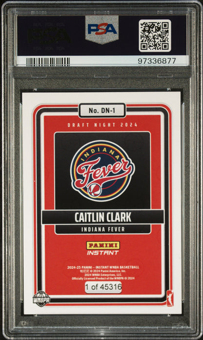 Caitlin Clark 2024 Panini Instant WNBA Draft Night PSA 9 Mint 6877