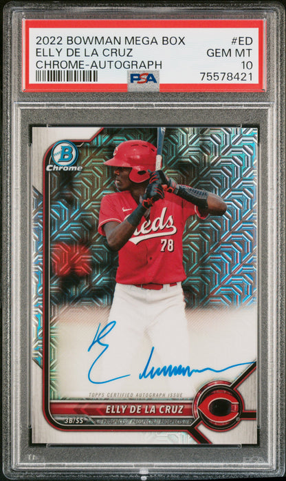 Elly de la Cruz 2022 Bowman Chrome Mega Box Auto PSA 10 Gem Mint 8421