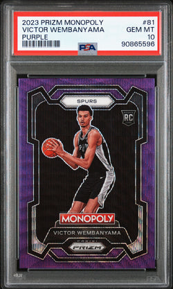 Victor Wembanyama 2023 Prizm Monopoly Purple Wave Rookie PSA 10 Gem Mint 5596