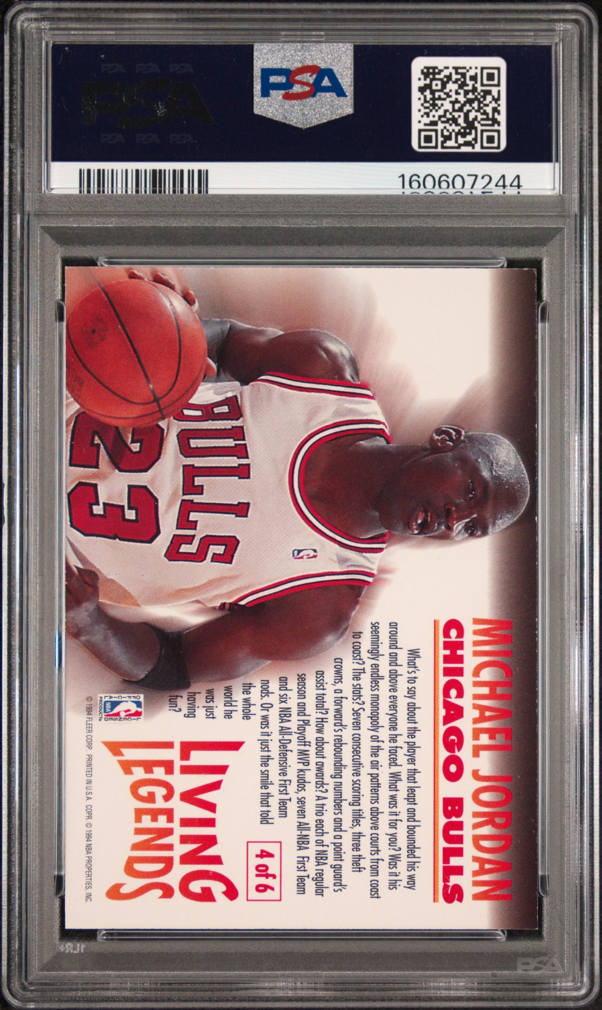 Michael Jordan 1993 Fleer Living Legends PSA 7 Near Mint 7244