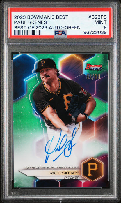 Paul Skenes 2023 Bowmans Best Green Refractor Auto #82/99 PSA 9 Mint