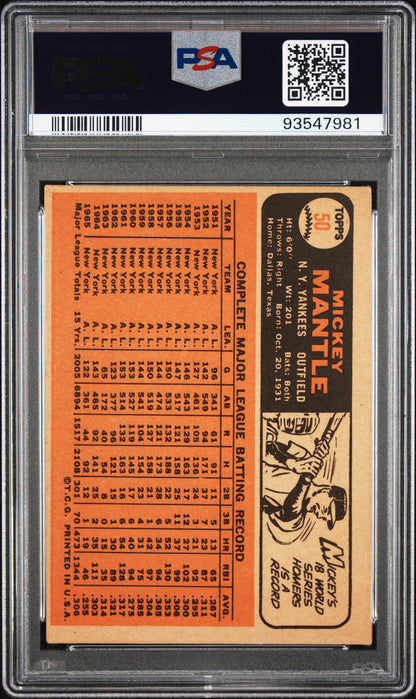 Mickey Mantle 1966 Topps #50 PSA 4 VG-EX
