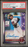 Brooks Lee 2022 Bowman Chrome Draft Purple Refractor Auto #43/250 PSA 9 Auto 10