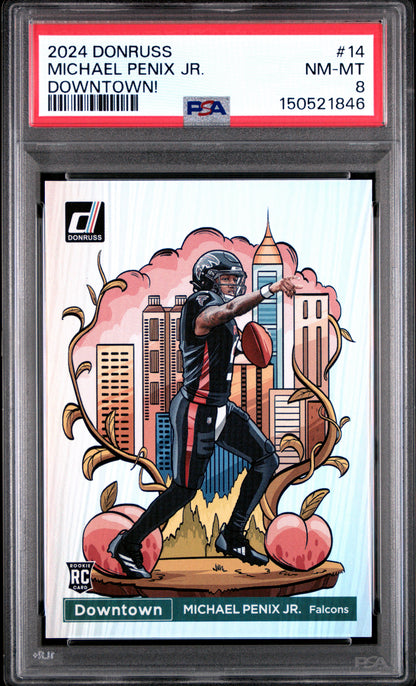 Michael Penix Jr. 2024 Donruss Downtown Rookie PSA 8 Nm-Mint
