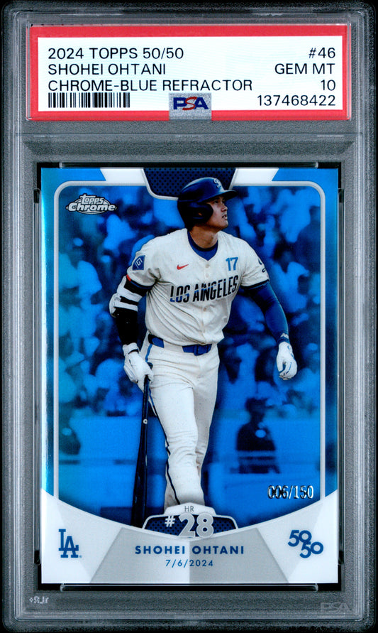 Shohei Ohtani 2024 Topps 50/50 #46 Blue Refractor #6/150 PSA 10 Gem Mint