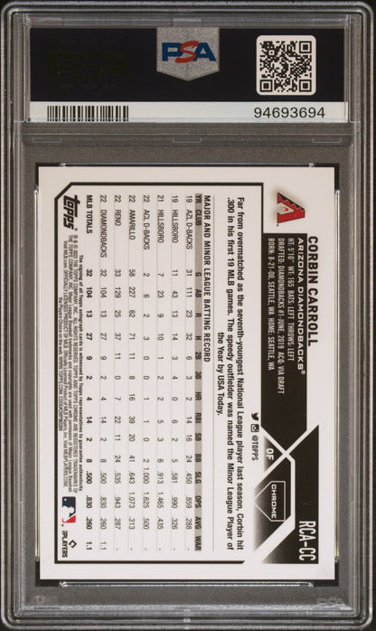 Corbin Carroll 2023 Topps Chrome Logofractor Auto PSA 9 Mint