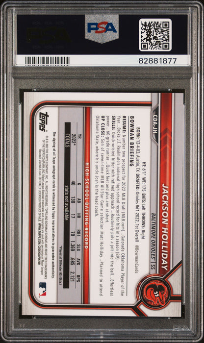 Brett Baty 2019 Bowman Chrome Draft Blue Refractor Auto #104/150 PSA 10 Auto 10