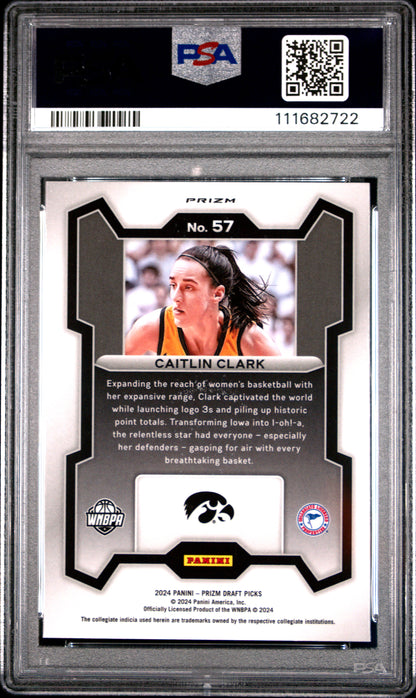 Caitlin Clark 2024 Panini Prizm Draft #57 Red Ice PSA 10 Gem Mint