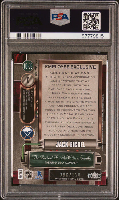 Jack Eichel 2015 Upper Deck Employee Precious Metal Gems Purple #106/175 PSA 9 Mint