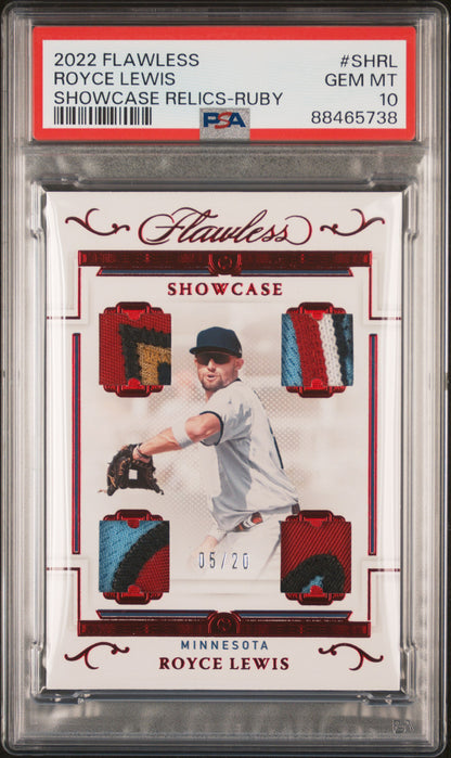 Royce Lewis 2022 PAnini Flawless Quad Relic #5/20 PSA 10 Gem Mint