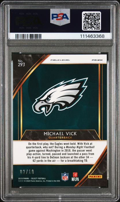 Michael Vick 2019 Panini Select #293 Gold PRizm PSA 10 Gem Mint