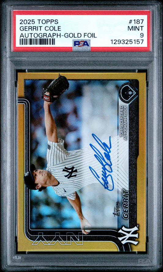 Gerrit Cole 2025 Topps Gold Foil Autograph #37/50 PSA 9 Mint