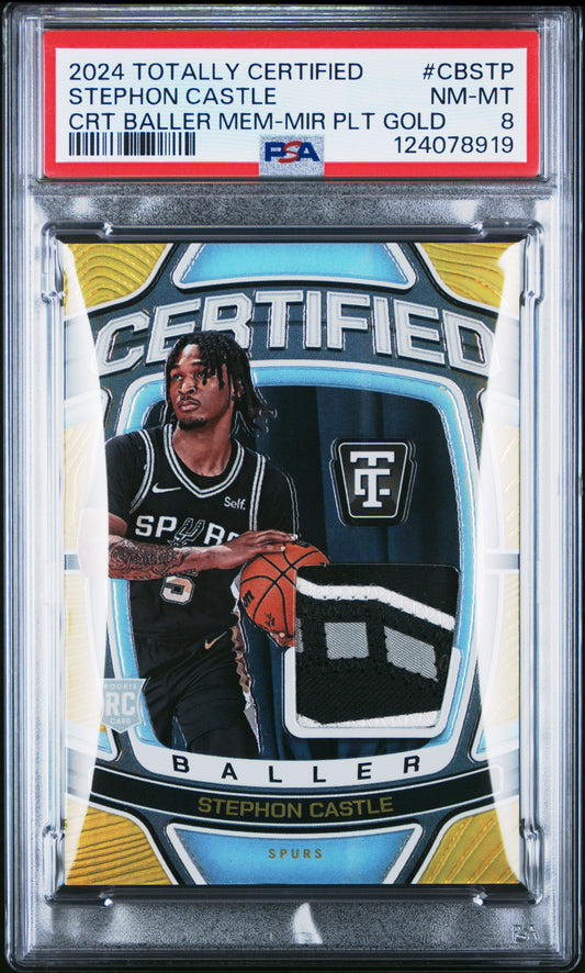 Stephon Castle 2024 Panini Totally Certified Baller Gold Patch #10/10 PSA 8 Nm-Mint
