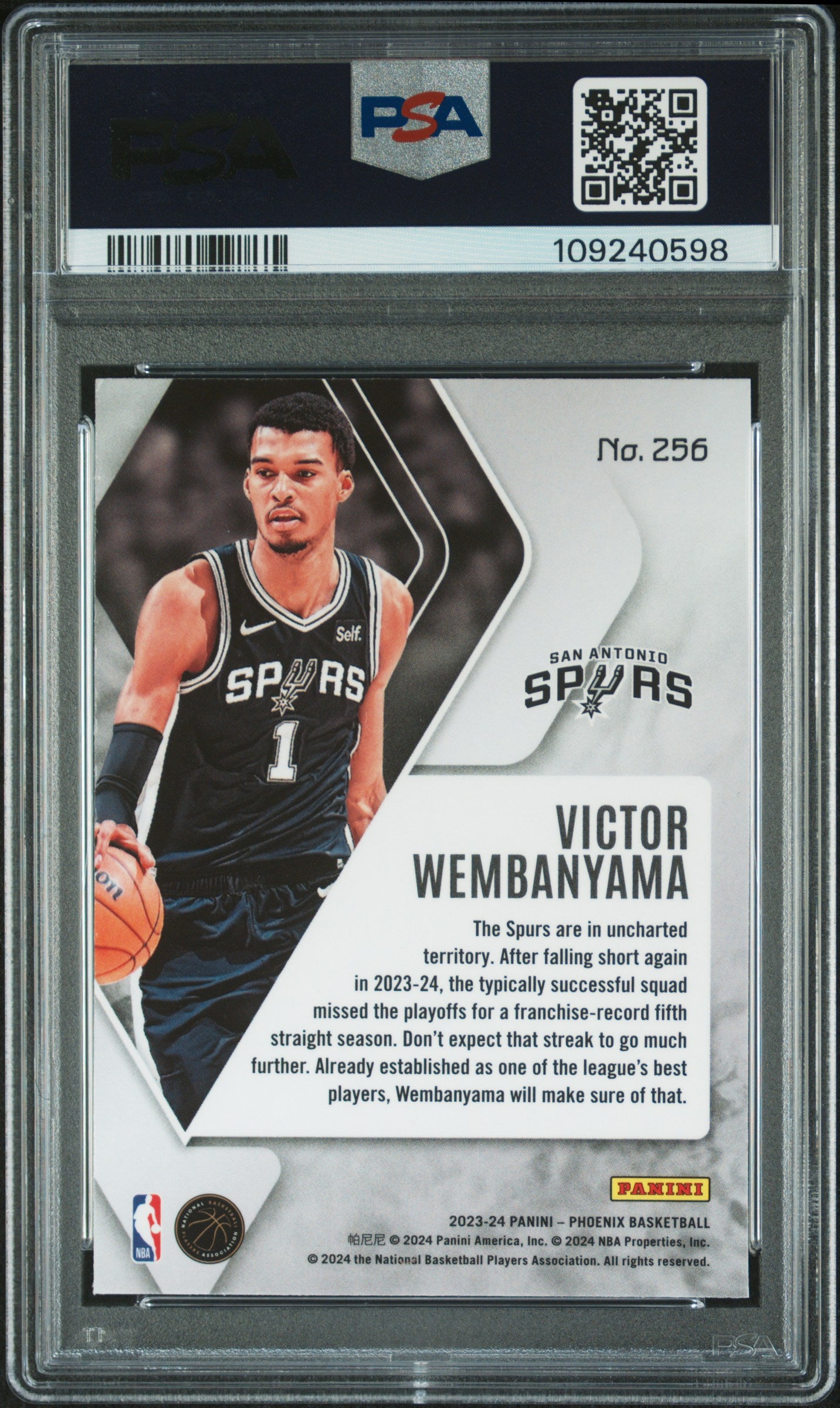 Victor Wembanyama 2023 Panini Phoenix Rookie #256 Red Ice PSA 10 Gem Mint