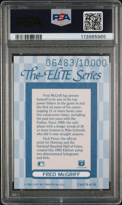 Fred McGriff 1993 Donruss Elite Series #19 #6483/10000 PSA 10 Gem Mint