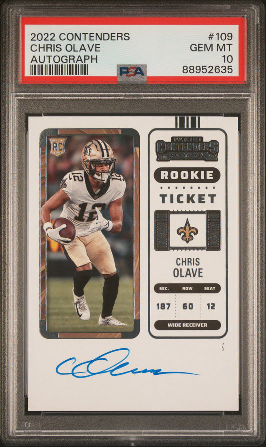 Chris Olave 2022 Panini Contenders Auto #109 PSA 10 Gem Mint