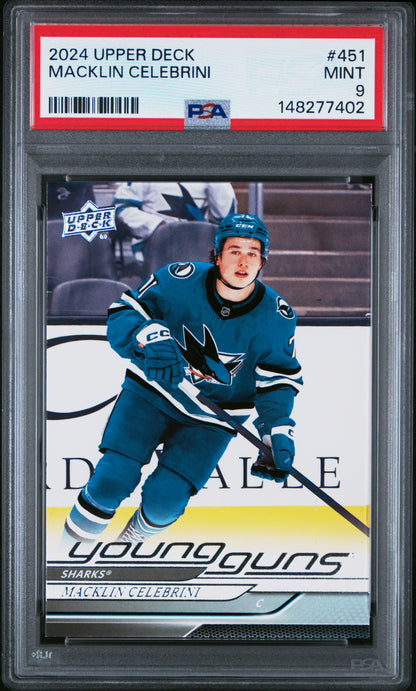 Macklin Celebrini 2024 Upper Deck Rookie #451 PSA 9 Mint 7402