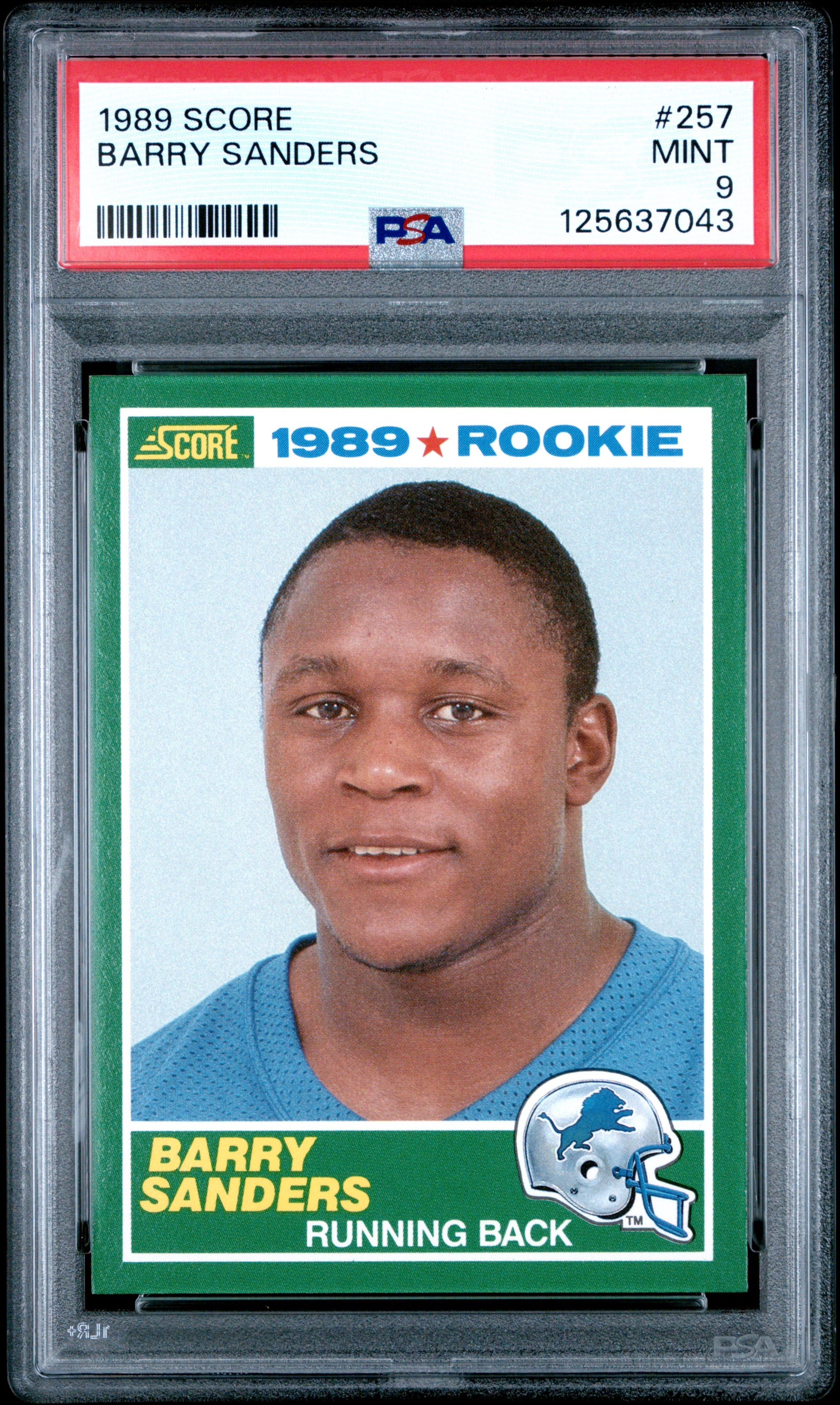 Barry Sanders 1989 Score Football Rookie PSA 9 Mint 7043
