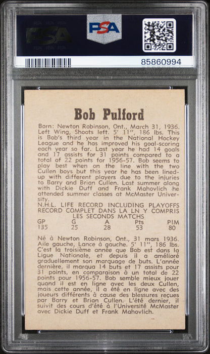 Bob Pulford 1958 Parkhurst #45 PSA 8 Nm-Mint