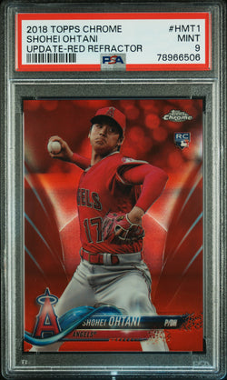 Shohei Ohtani 2018 Topps Chrome Update Red Refractor #14/25 PSA 9 Mint