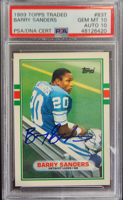 Barry Sanders 1989 Topps Traded Rookie #93T PSA 10 Auto 10