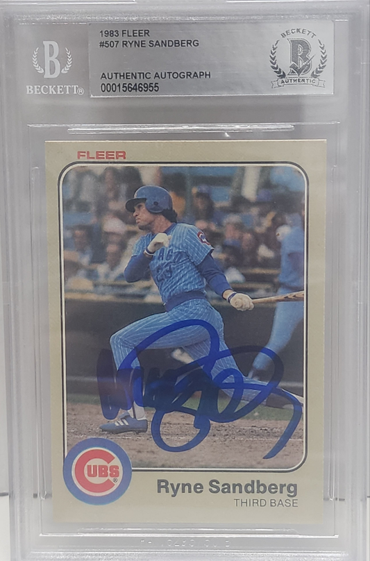 Ryne Sandberg 1983 Fleer #507 Rookie Autograph BGS Auth