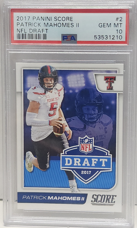Patrick Mahomes 2017 Score NFL Draft RC PSA 10 Gem Mint