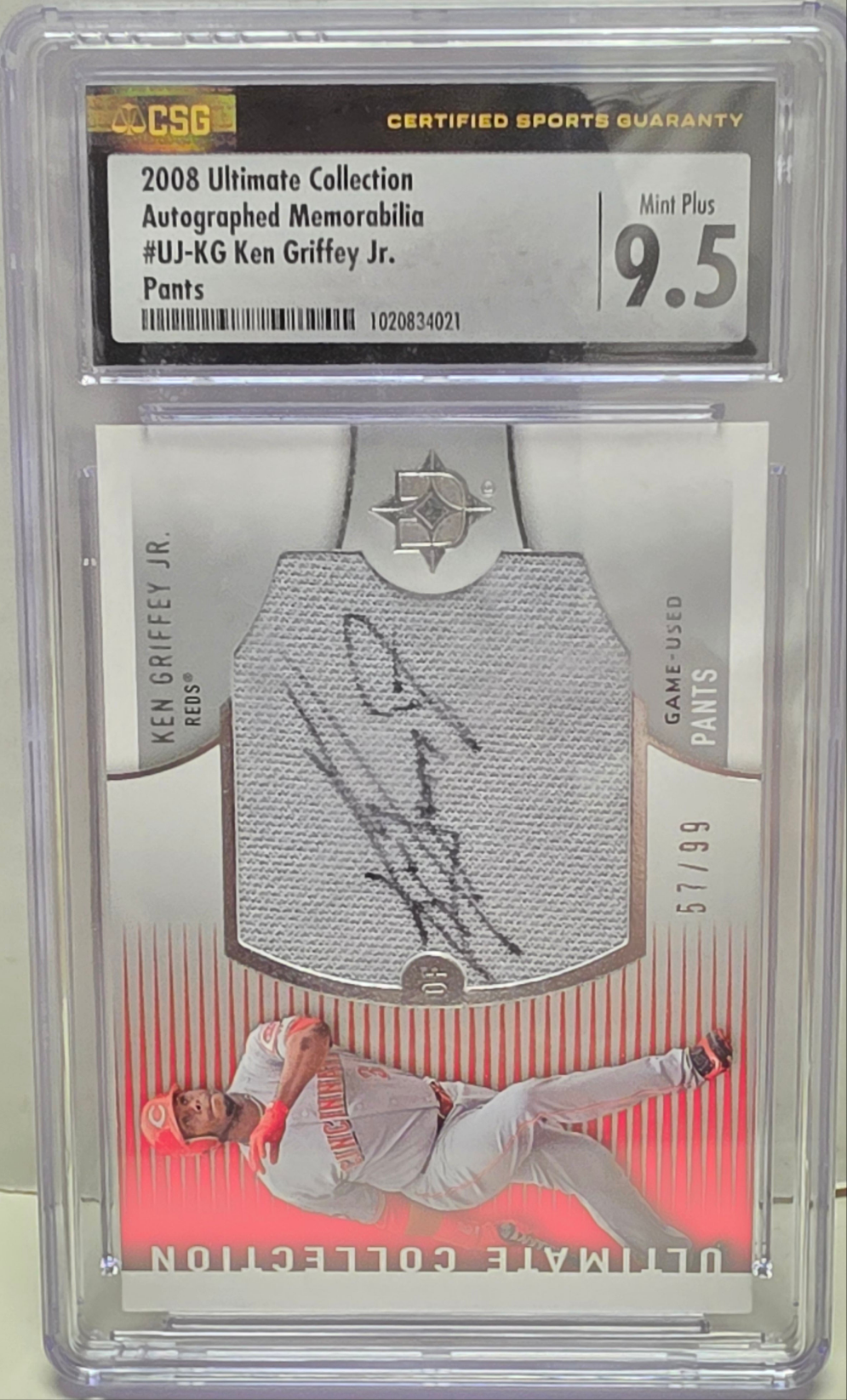 Ken Griffey Jr. 2008 Upper Deck Ultimate Collection Autographed Pants #57/99 CGC 9.5 Mint+