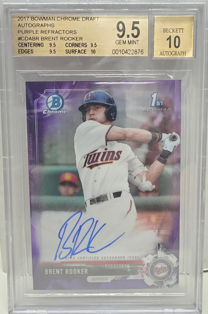 Brent Rooker 2017 Bowman Chrome Purple Refractor Auto #51/250 BGS 9.5 Auto 10