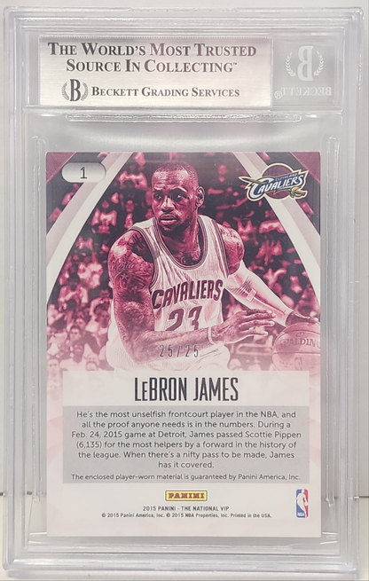 LeBron James 2015 Panini National Convention VIP Patch #25/25 BGS 8.5 Nm-Mint+