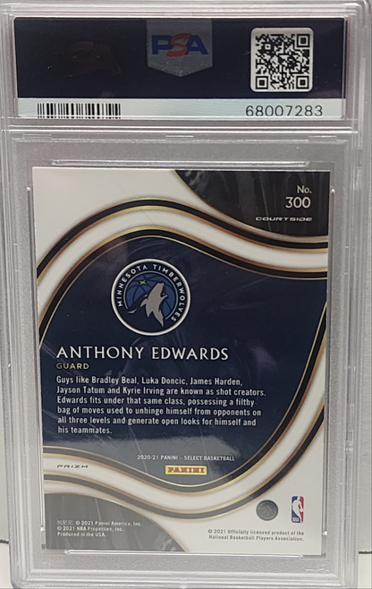 Anthony Edwards 2020 Panini Select #300 Red/White/Orange Shimmer PSA 10 Gem Mint