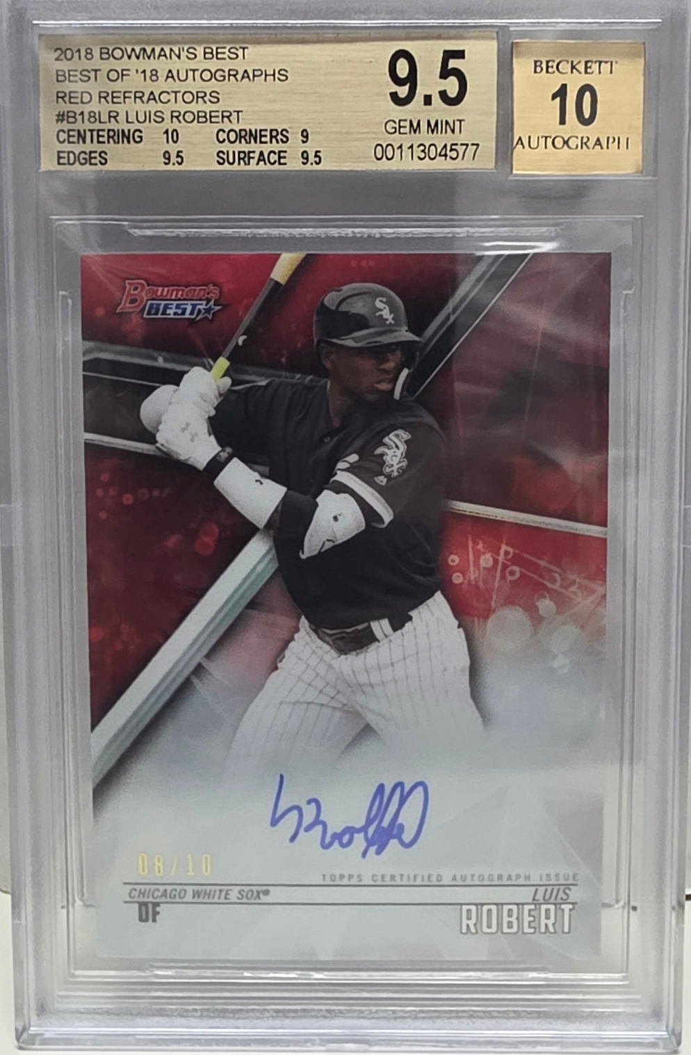 Luis Robert 2018 Bowmans Best Red Refractor Auto #8/10 BGS 9.5 Gem Mint Auto 10