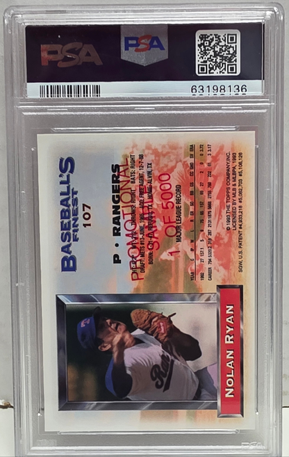 Nolan Ryan 1993 Topps Finest Promo #107 PSA 10 Gem Mint