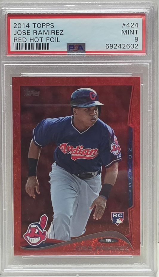 Jose Ramirez 2014 Topps Red Hot Foil Rookie #424 PSA 9 Mint