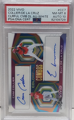 Elly de al Cruz + Cam Collier 2022 Leaf Vivid Colorful Combos Auto #6/25 PSA 8 Auto 10