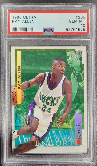 Ray Allen Rookie Year Ray Allen 1996 Ultra Rookie #265 PSA 10 Gem Mint – Three Stars Sportscards