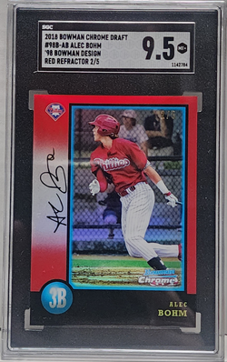 Alec Bohm 2018 Bowman Chrome Draft 1998 Red Refractor #2/5 SGC 9.5 Mint+