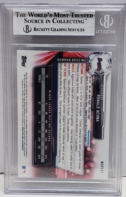 Ronald Acuna Jr. 2017 Bowman Chrome 70th Blue Refractor BGS 9 Mint