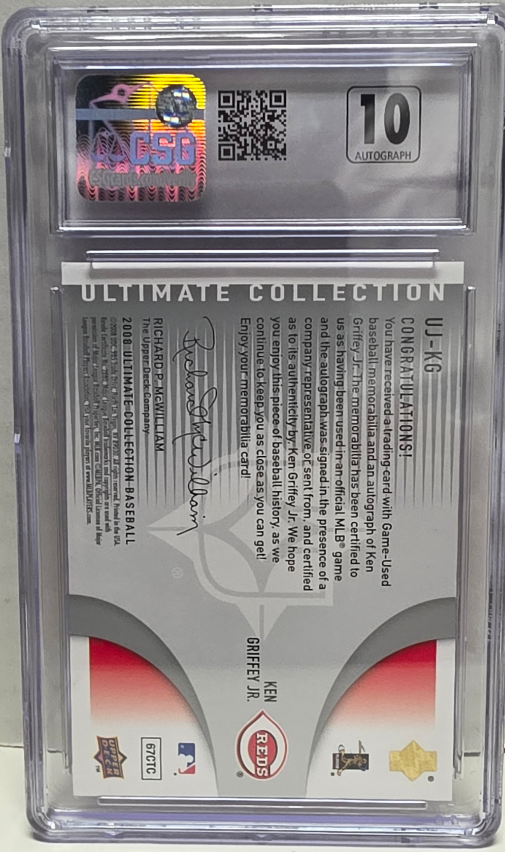 Ken Griffey Jr. 2008 Upper Deck Ultimate Collection Autographed Pants #57/99 CGC 9.5 Mint+