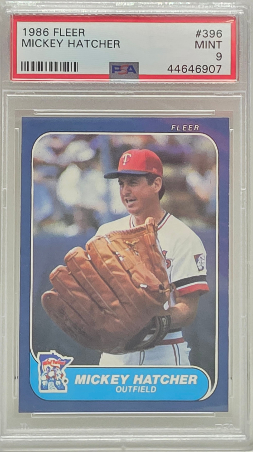 Mickey Hatcher 1986 Fleer #386 Big Glove PSA 9 Mint