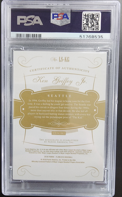 Ken Griffey Jr. 2018 Panini Flawless Legendary Signatures Sapphire #2/5 PSA 9 Mint