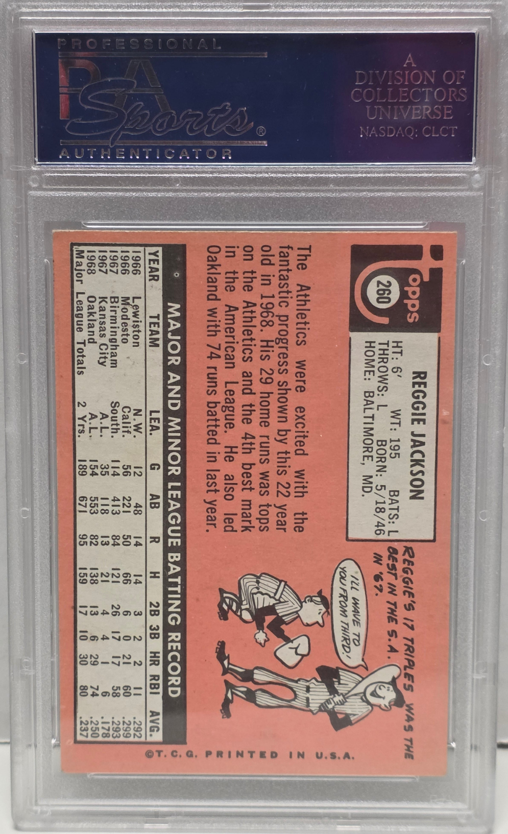 Reggie Jackson 1969 Topps Rookie #260 PSA 6 Ex-Mint